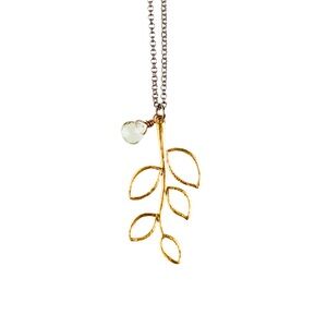 Harlow Aspen Gold Leaf & Stone on 16” Black Chain Necklace